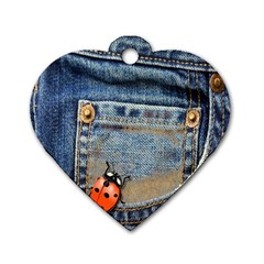 Blue Jean Lady Bug Dog Tag Heart (one Sided)  by TheWowFactor