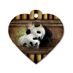 Panda Love Dog Tag Heart (one Sided)  by TheWowFactor