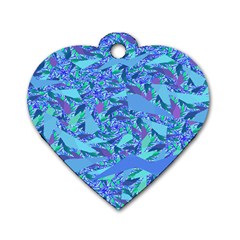 Blue Confetti Storm Dog Tag Heart (two Sided) by KirstenStar