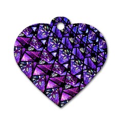  Blue Purple Glass Dog Tag Heart (two Sided) by KirstenStar