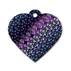 Dusk Blue And Purple Fractal Dog Tag Heart (one Sided)  by KirstenStar
