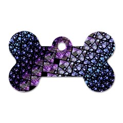 Dusk Blue And Purple Fractal Dog Tag Bone (two Sided) by KirstenStar
