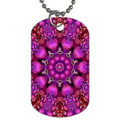 Pink Fractal Kaleidoscope  Dog Tag (one Sided) by KirstenStar