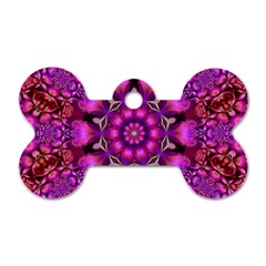 Pink Fractal Kaleidoscope  Dog Tag Bone (two Sided) by KirstenStar