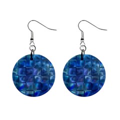 Blue Squares Tiles Mini Button Earrings by KirstenStar