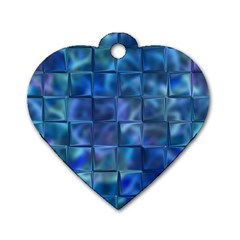 Blue Squares Tiles Dog Tag Heart (one Sided)  by KirstenStar