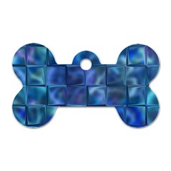 Blue Squares Tiles Dog Tag Bone (two Sided) by KirstenStar