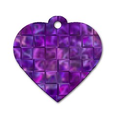 Purple Squares Dog Tag Heart (one Sided)  by KirstenStar