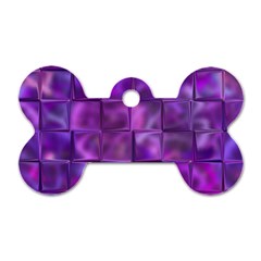 Purple Squares Dog Tag Bone (two Sided) by KirstenStar