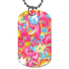 Hippy Peace Swirls Dog Tag (one Sided) by KirstenStar