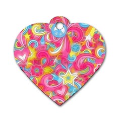 Hippy Peace Swirls Dog Tag Heart (two Sided) by KirstenStar