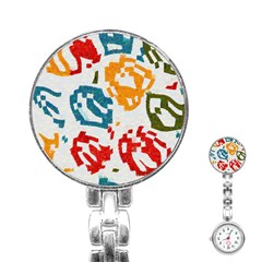 Colorful Paint Stokes Stainless Steel Nurses Watch by LalyLauraFLM