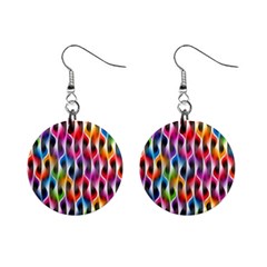 Rainbow Psychedelic Waves Mini Button Earrings by KirstenStar