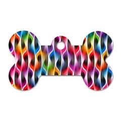 Rainbow Psychedelic Waves Dog Tag Bone (two Sided) by KirstenStar