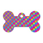 Crazy Yellow and Pink Pattern Dog Tag Bone (One Side) Front