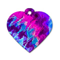 Stormy Pink Purple Teal Artwork Dog Tag Heart (one Side) by KirstenStar