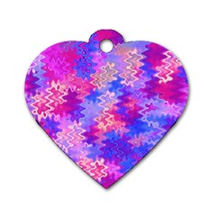 Pink And Purple Marble Waves Dog Tag Heart (two Sides) by KirstenStar