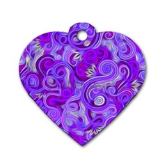 Lavender Swirls Dog Tag Heart (two Sides) by KirstenStar