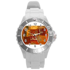 India Print Realism Fabric Art Round Plastic Sport Watch (l) by TheWowFactor