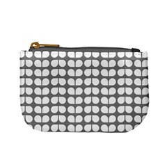 Gray And White Leaf Pattern Mini Coin Purses by GardenOfOphir