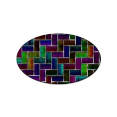 Colorful Rectangles Pattern Sticker (oval) by LalyLauraFLM