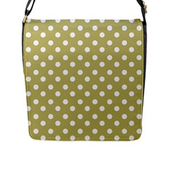 Lime Green Polka Dots Flap Messenger Bag (l)  by GardenOfOphir