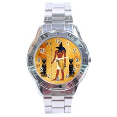 Anubis, Ancient Egyptian God Of The Dead Rituals  Stainless Steel Men s Watch by FantasyWorld7