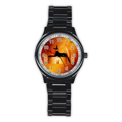 Anubis, Ancient Egyptian God Of The Dead Rituals  Stainless Steel Round Watches by FantasyWorld7