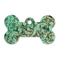 Beautiful Floral Pattern In Green Dog Tag Bone (one Side) by FantasyWorld7