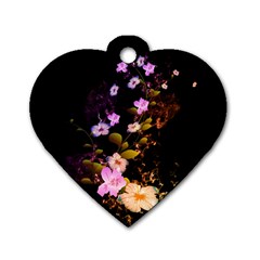 Awesome Flowers With Fire And Flame Dog Tag Heart (two Sides) by FantasyWorld7