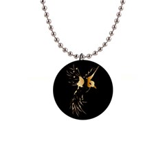 Beautiful Bird In Gold And Black Button Necklaces by FantasyWorld7