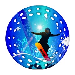 Snowboarding Round Filigree Ornament (2side) by FantasyWorld7