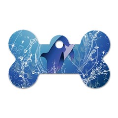 Cute Dolphin Jumping By A Circle Amde Of Water Dog Tag Bone (one Side) by FantasyWorld7