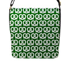 Green Pretzel Illustrations Pattern Flap Messenger Bag (l)  by GardenOfOphir