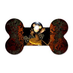 Steampunk, Funny Monkey With Clocks And Gears Dog Tag Bone (one Side) by FantasyWorld7