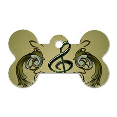 Decorative Clef With Damask In Soft Green Dog Tag Bone (one Side) by FantasyWorld7