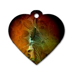 Beautiful Abstract Floral Design Dog Tag Heart (two Sides) by FantasyWorld7