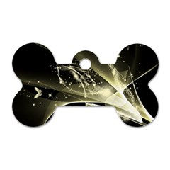 Awesome Glowing Lines With Beautiful Butterflies On Black Background Dog Tag Bone (one Side) by FantasyWorld7