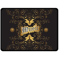 Music The Word With Wonderful Decorative Floral Elements In Gold Double Sided Fleece Blanket (large)  by FantasyWorld7