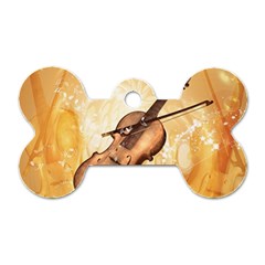 Wonderful Violin With Violin Bow On Soft Background Dog Tag Bone (one Side) by FantasyWorld7