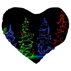 Christmas Lights 1 Large 19  Premium Flano Heart Shape Cushions by trendistuff