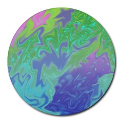 Green Blue Pink Color Splash Round Mousepads by BrightVibesDesign