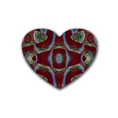 Fancy Maroon Blue Design Rubber Coaster (heart)  by BrightVibesDesign