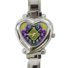 Purple Yellow Stone Abstract Heart Italian Charm Watch by BrightVibesDesign