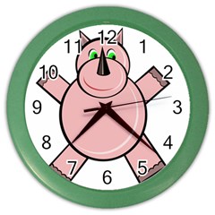 Pink Rhino Color Wall Clocks by Valentinaart
