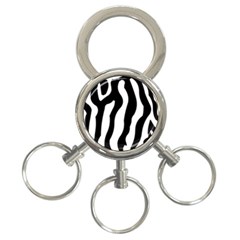 Zebra Horse Skin Pattern Black And White 3-ring Key Chains by picsaspassion