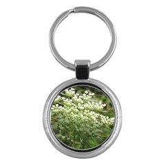 White Summer Flowers Key Chains (round)  by picsaspassion