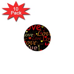Love Pattern 3 1  Mini Buttons (10 Pack)  by Valentinaart