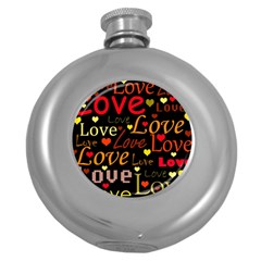 Love Pattern 3 Round Hip Flask (5 Oz) by Valentinaart