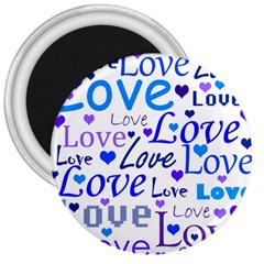 Blue And Purple Love Pattern 3  Magnets by Valentinaart
